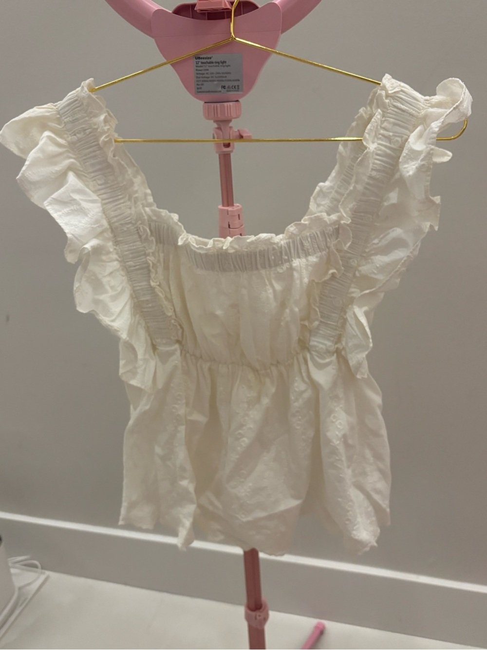 Women’s Cream Ruffle Sleeve Top - Elegant Summer Blouse